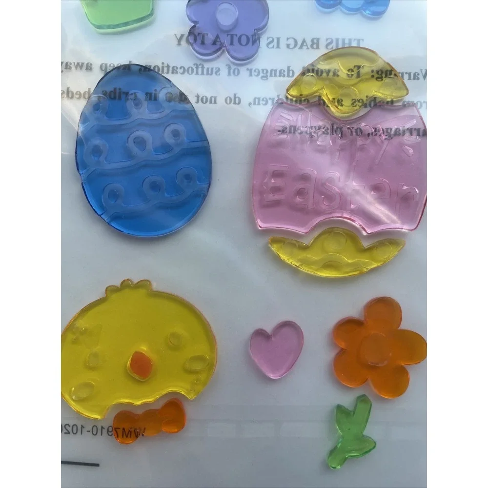 NEW Happy Easter Egg, Bunny, Chick, flowers Window Gel Clings Decorations 16 pc!